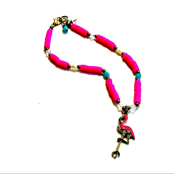 Handmade The Pink Flamingo Tropical Summer Anklet Bracelet - Picture 2 of 7